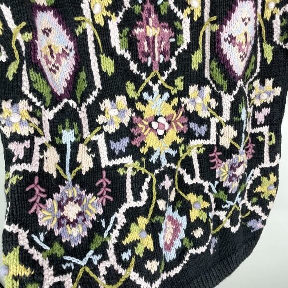 Vintage Cullinane Hand Knit Floral Heavy Sweater Small - Picture 7 of 12